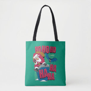Batman   Joker Santa Claus Climbing Out Chimney Tote Bag