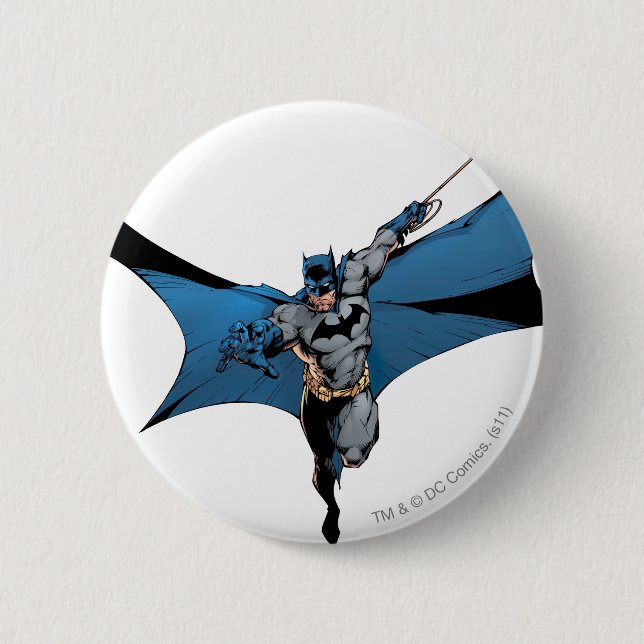 Batman leaps with rope 6 cm round badge (Front)