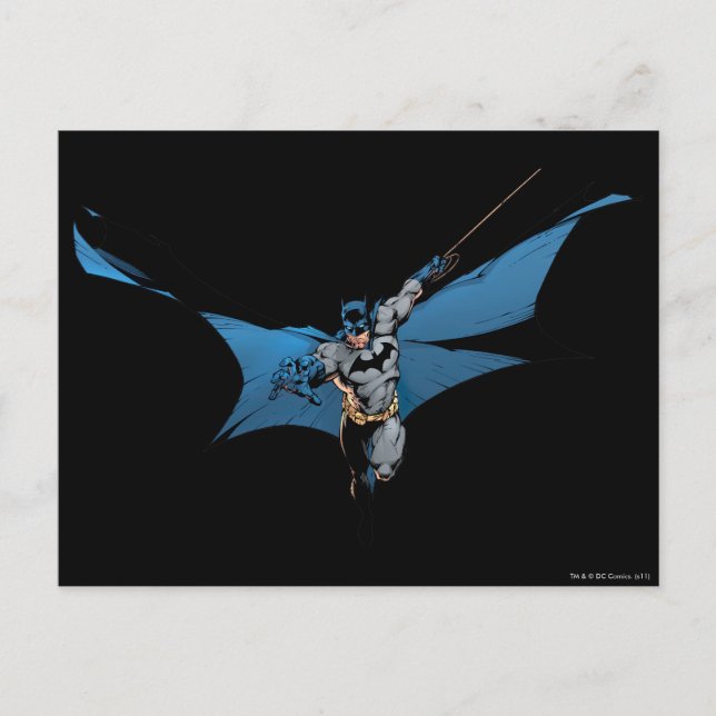 Batman leaps with rope postcard (Front)