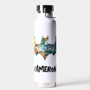 Batman Logo Neon/80s Graffiti   Add Your Name Water Bottle