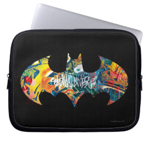 Batman Logo Neon 80's Graffiti Laptop Sleeve