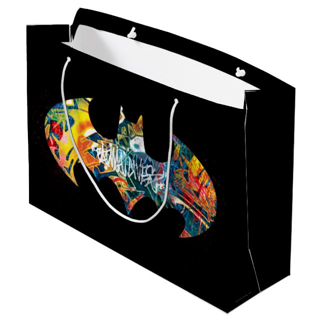 Batman Logo Neon/80s Graffiti Large Gift Bag (Back Angled)