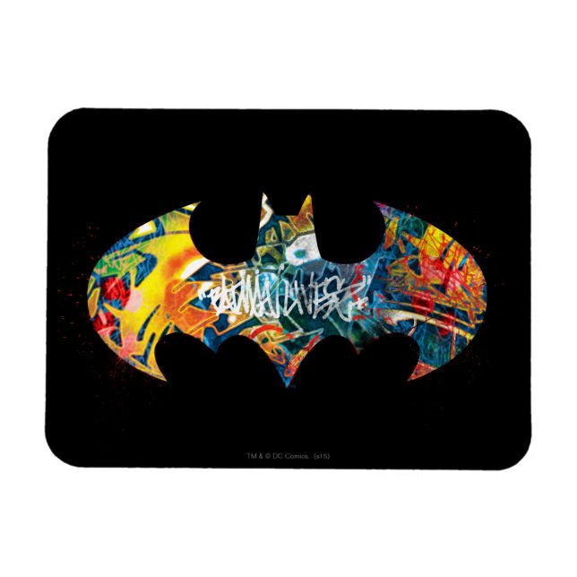 Batman Logo Neon/80s Graffiti Magnet (Horizontal)
