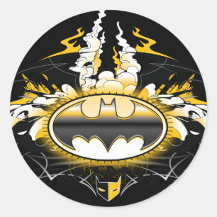 Batman Logo with Cars Classic Round Sticker
