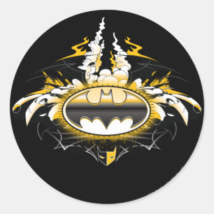 Batman Logo with Cars Classic Round Sticker