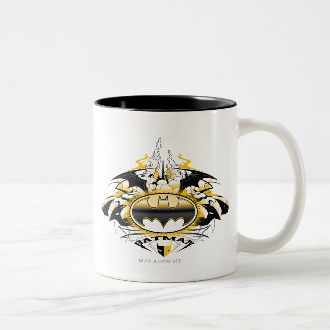 Batman Logo with Cars Two-Tone Coffee Mug (Right)