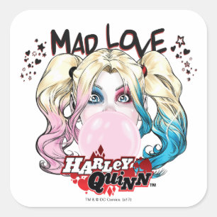 Batman   Mad Love Harley Quinn Chewing Bubble Gum Square Sticker
