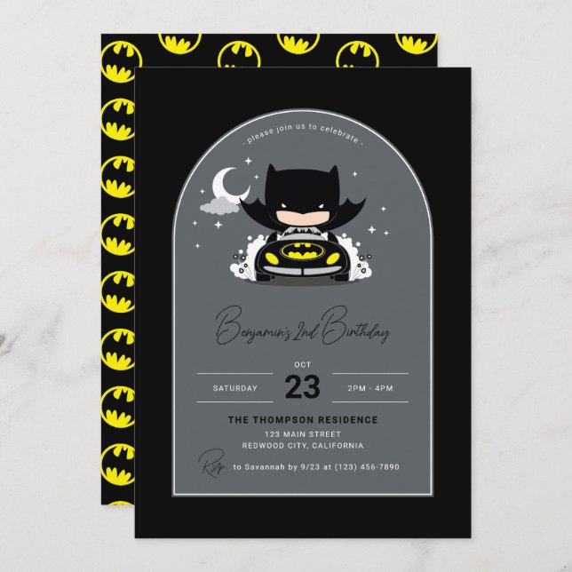 Batman - Moon and Stars Birthday Invitation (Front/Back)