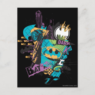 Batman Neon The Dark Knight Collage Postcard
