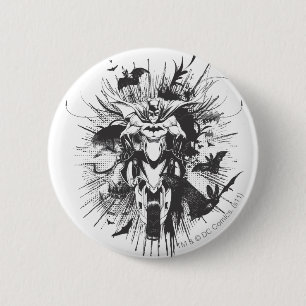 Batman on bike with bats 6 cm round badge