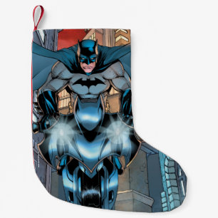 Batman on bike with cape small christmas stocking
