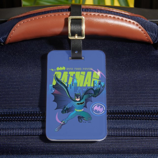 Batman "Own Your Power" City Graphic Luggage Tag (Front Insitu 2)
