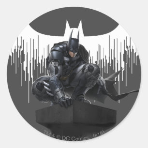 Batman Perched on a Pillar Classic Round Sticker