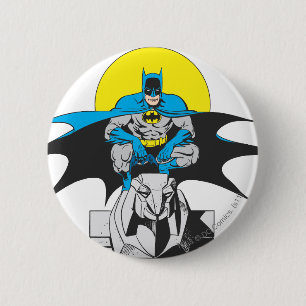 Batman Perches On Stone Lion 6 Cm Round Badge