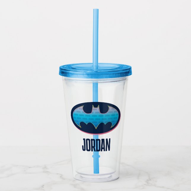 Batman | Pink & Blue Symbol Acrylic Tumbler (Front)
