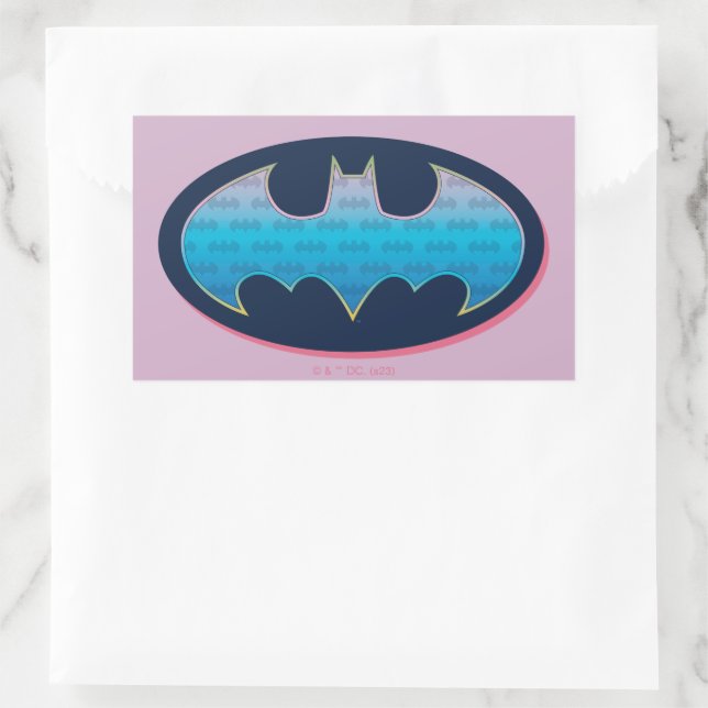Batman | Pink & Blue Symbol Rectangular Sticker (Bag)