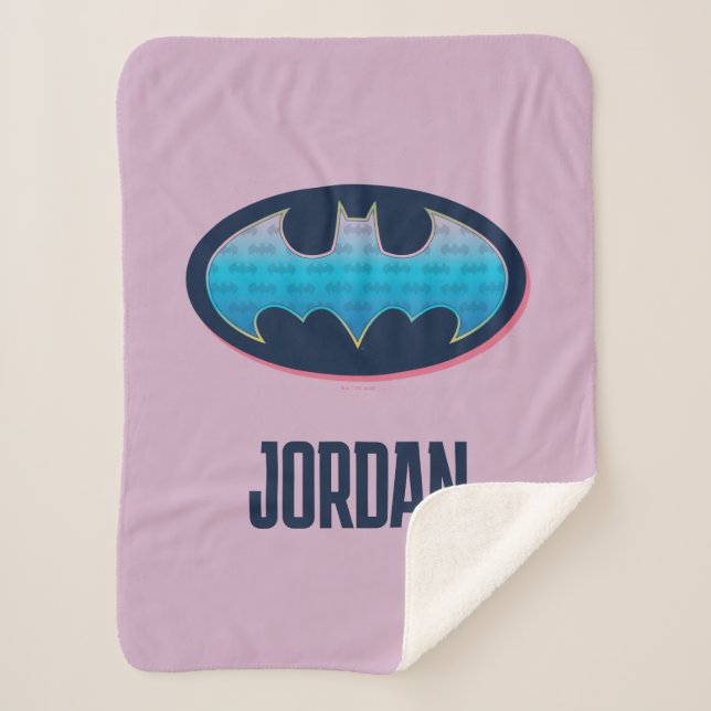 Batman | Pink & Blue Symbol Sherpa Blanket (Front)