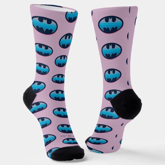 Batman | Pink & Blue Symbol Socks (Angled)