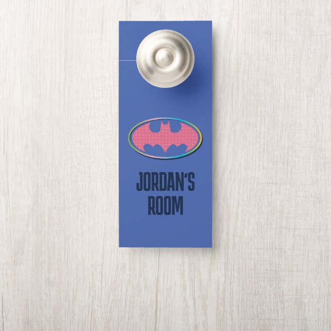 Batman | Pink Polka Dot Logo Door Hanger (On Knob)