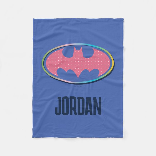 Batman | Pink Polka Dot Logo Fleece Blanket (Front)