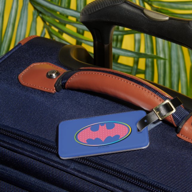 Batman | Pink Polka Dot Logo Luggage Tag (Front Insitu 3)