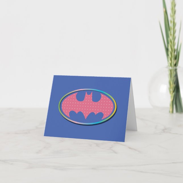 Batman | Pink Polka Dot Logo Note Card (Front)