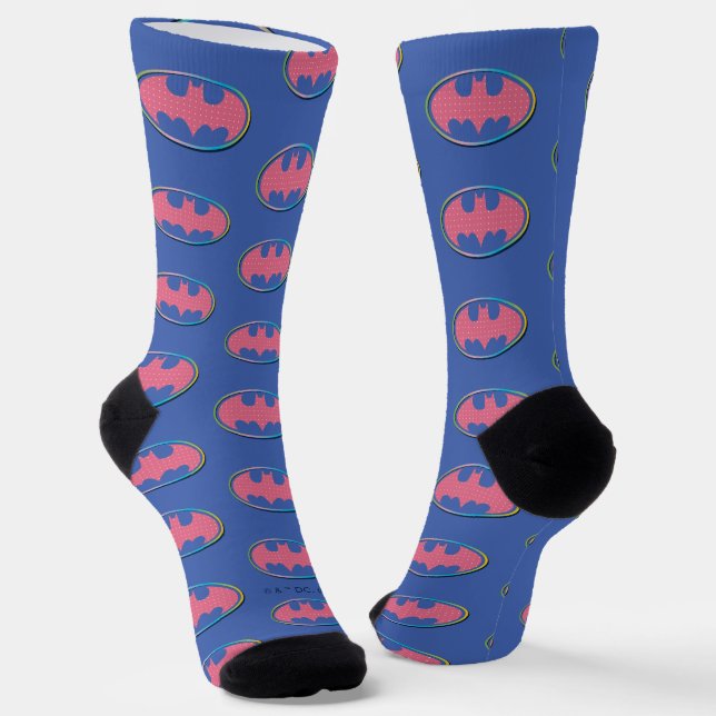 Batman | Pink Polka Dot Logo Socks (Angled)