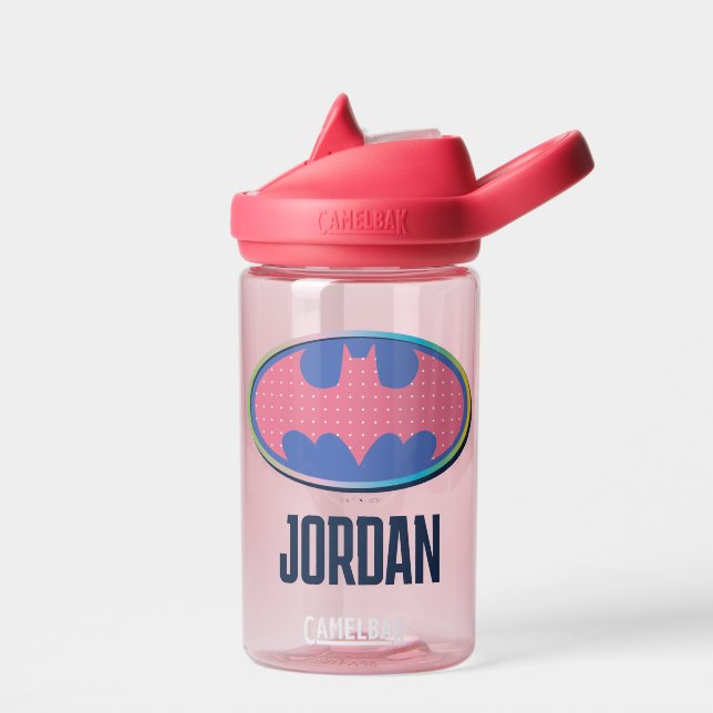 Batman | Pink Polka Dot Logo Water Bottle (Left)