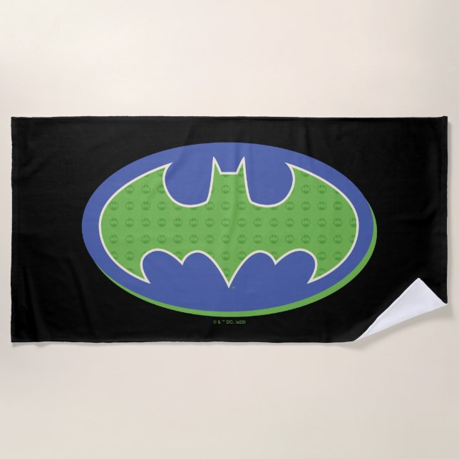 Batman | Purple & Green Symbol Beach Towel (Front)