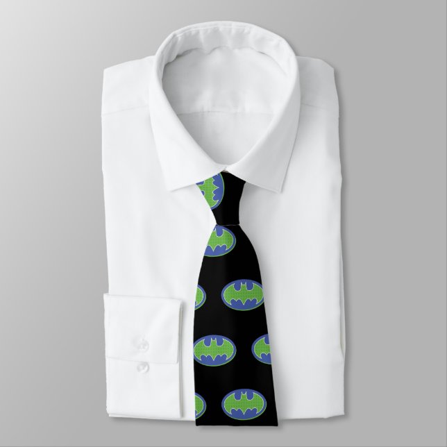 Batman | Purple & Green Symbol Tie (Tied)
