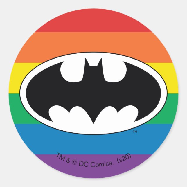 Batman Rainbow Logo Classic Round Sticker (Front)