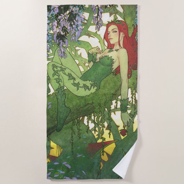 Batman Rebirth Poison Ivy Cover Illustration Beach Towel (Front)
