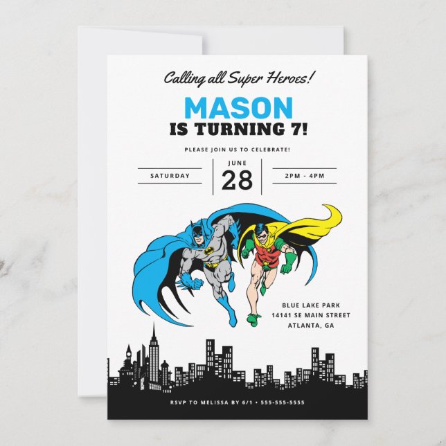 Batman & Robin - Gotham City Birthday Invitation (Front)