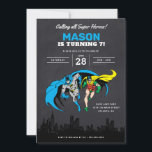 Batman & Robin - Gotham City | Chalkboard Birthday Invitation<br><div class="desc">Get ready for a dynamic duo celebration with this Batman and Robin Gotham City chalkboard birthday invitation! Featuring Batman and Robin in action over a chalkboard-style backdrop of Gotham City, this bold design combines superhero flair with vintage charm. Fully customisable with your event details, it’s the perfect way to invite...</div>