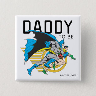 Batman & Robin Profile   Daddy To Be 15 Cm Square Badge
