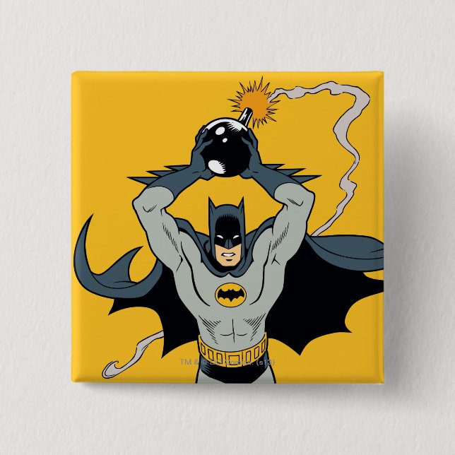 Batman Running With Bomb 15 Cm Square Badge (Front)