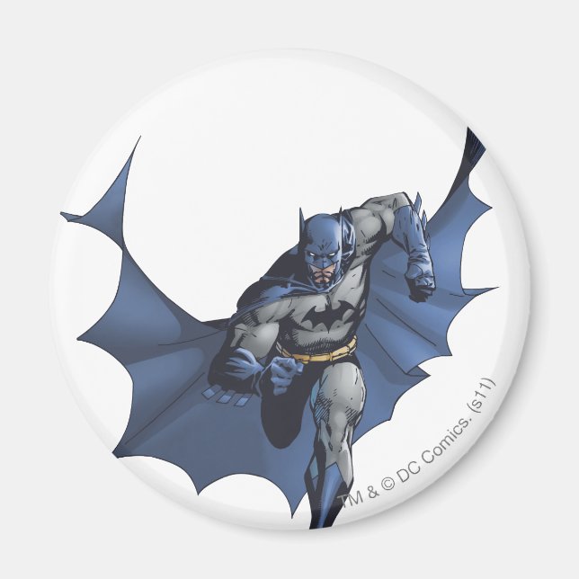 Batman runs with flying cape magnet (Front)