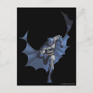 Batman runs with flying cape postcard
