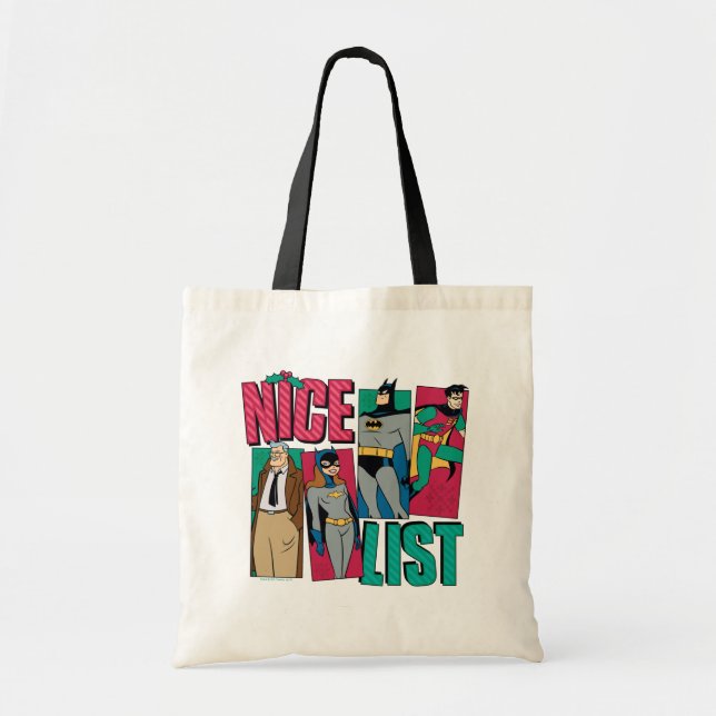 Batman | Santa Nice List of Heroes Tote Bag (Front)