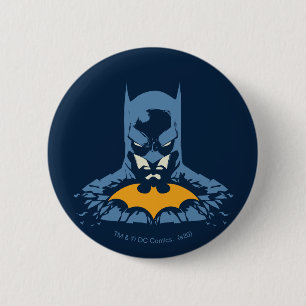 Batman Shattered Bust With Gold Logo 6 Cm Round Badge