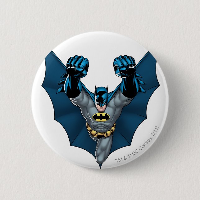 Batman Stands 6 Cm Round Badge (Front)