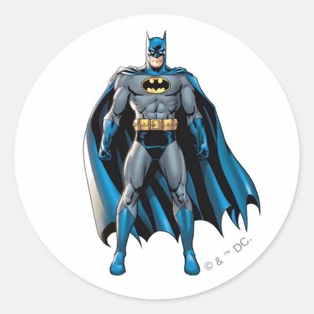 Batman Stands Up Classic Round Sticker (Front)