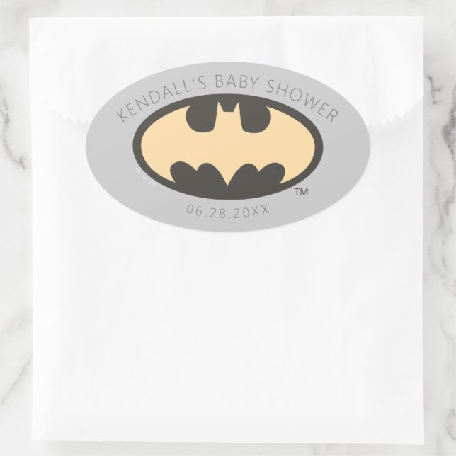 Batman Super Hero Baby Shower Oval Sticker (Bag)