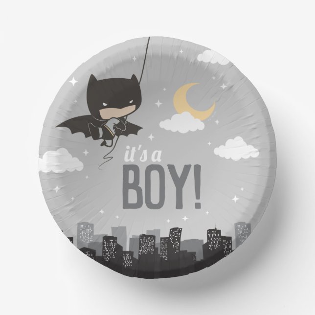 Batman Super Hero Baby Shower Paper Plate (Front)