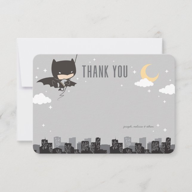 Batman Super Hero First Birthday Thank You Invitation (Front)