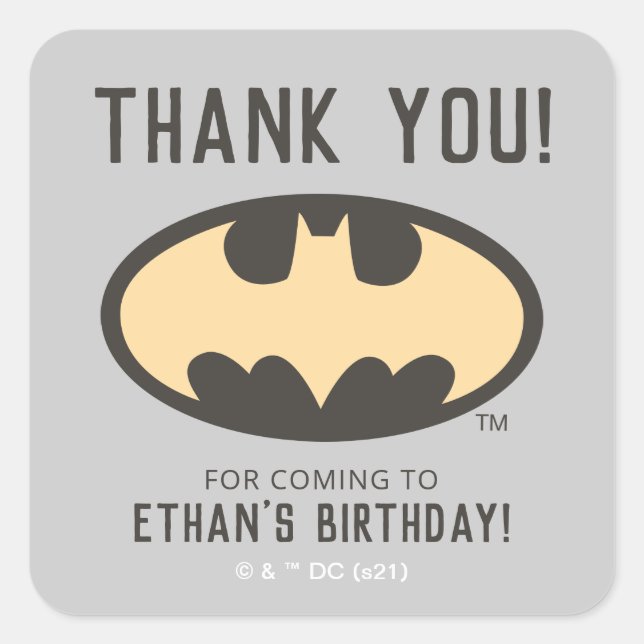Batman Super Hero First Birthday - Thank You Square Sticker (Front)