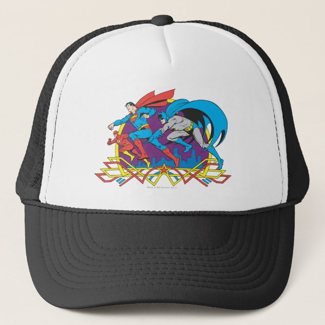 Batman + Superman + Flash Trucker Hat (Front)