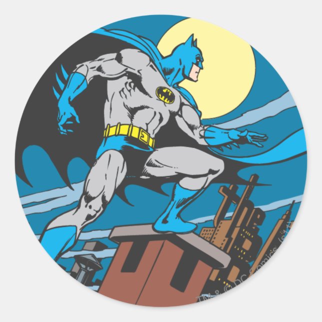 Batman Surveys City Classic Round Sticker (Front)