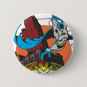 Batman Swings From Skyscraper 2 6 Cm Round Badge
