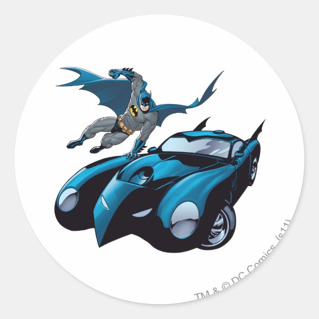 Batman swings over classic round sticker (Front)